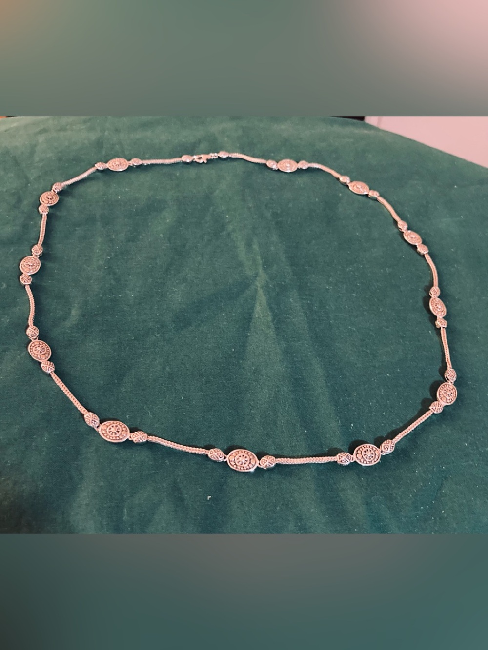 Elegant 24” station Necklace 925 Silver & Gold Dot Stations designer inspired